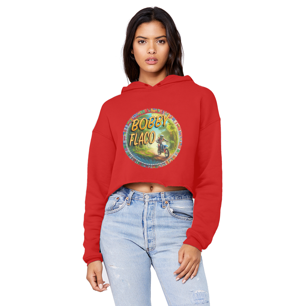 "Bike the World" Bobby Flaco - USaA Unisex Crop Top Boyfriend Hoodie