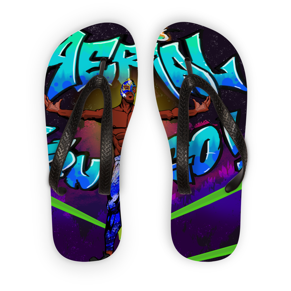 "Art Redeemer" - Aerial Van Go (USA) Adult Flip Flops