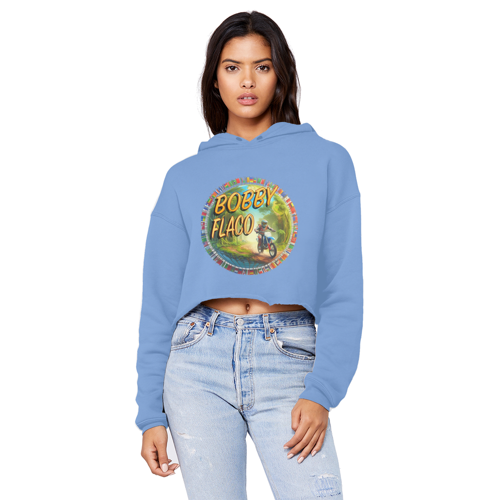 "Bike the World" Bobby Flaco - USaA Unisex Crop Top Boyfriend Hoodie