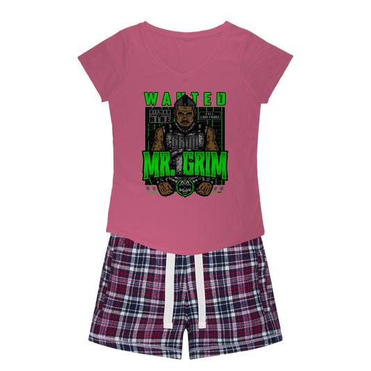 MR. Grim "Wanted" Women's Pajamas w/ Flannel Shorts