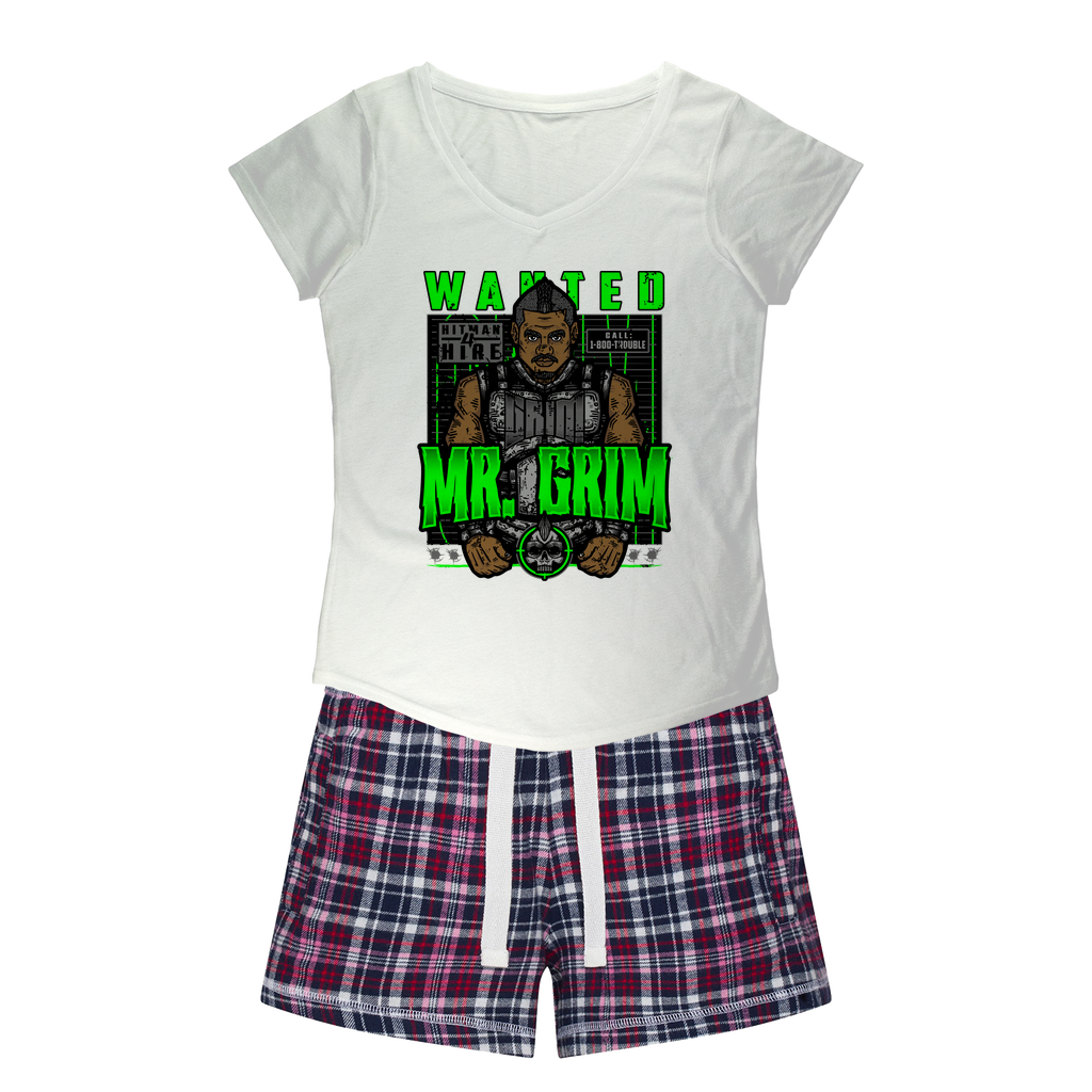 MR. Grim "Wanted" Women's Pajamas w/ Flannel Shorts