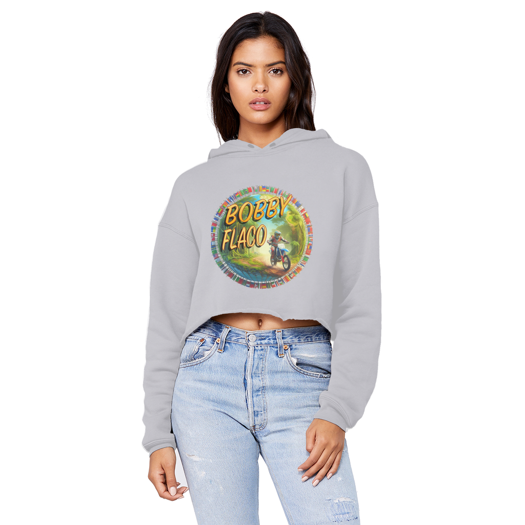 "Bike the World" Bobby Flaco - USaA Unisex Crop Top Boyfriend Hoodie