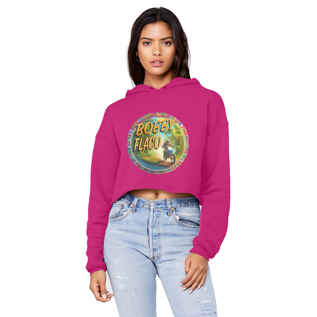 "Bike the World" Bobby Flaco - USaA Unisex Crop Top Boyfriend Hoodie