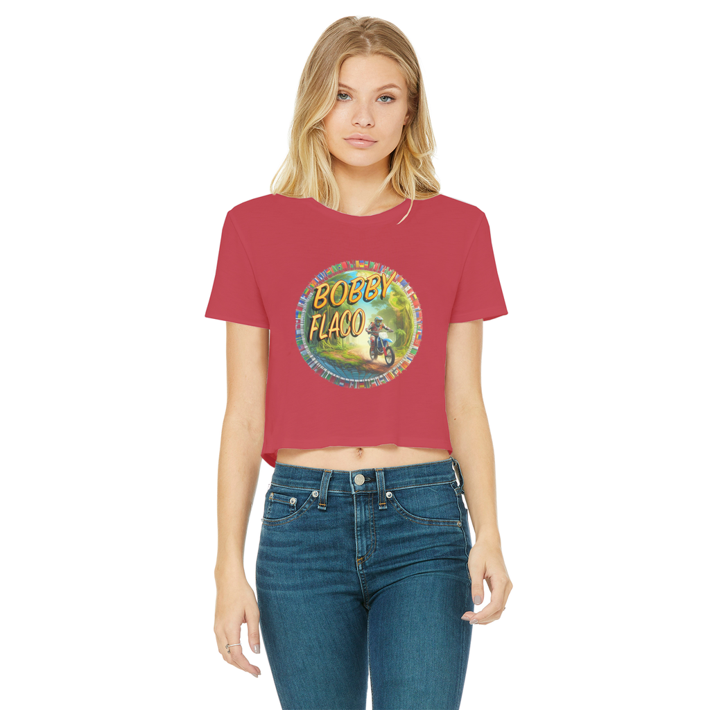 "Bike the World" Bobby Flaco - USaA Women's Wear Crop Top