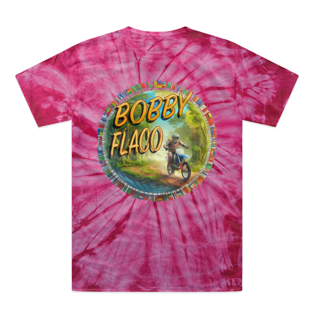 "Bike the World" Bobby Flaco - USaA Tonal Spider Tie-Dye T-Shirt