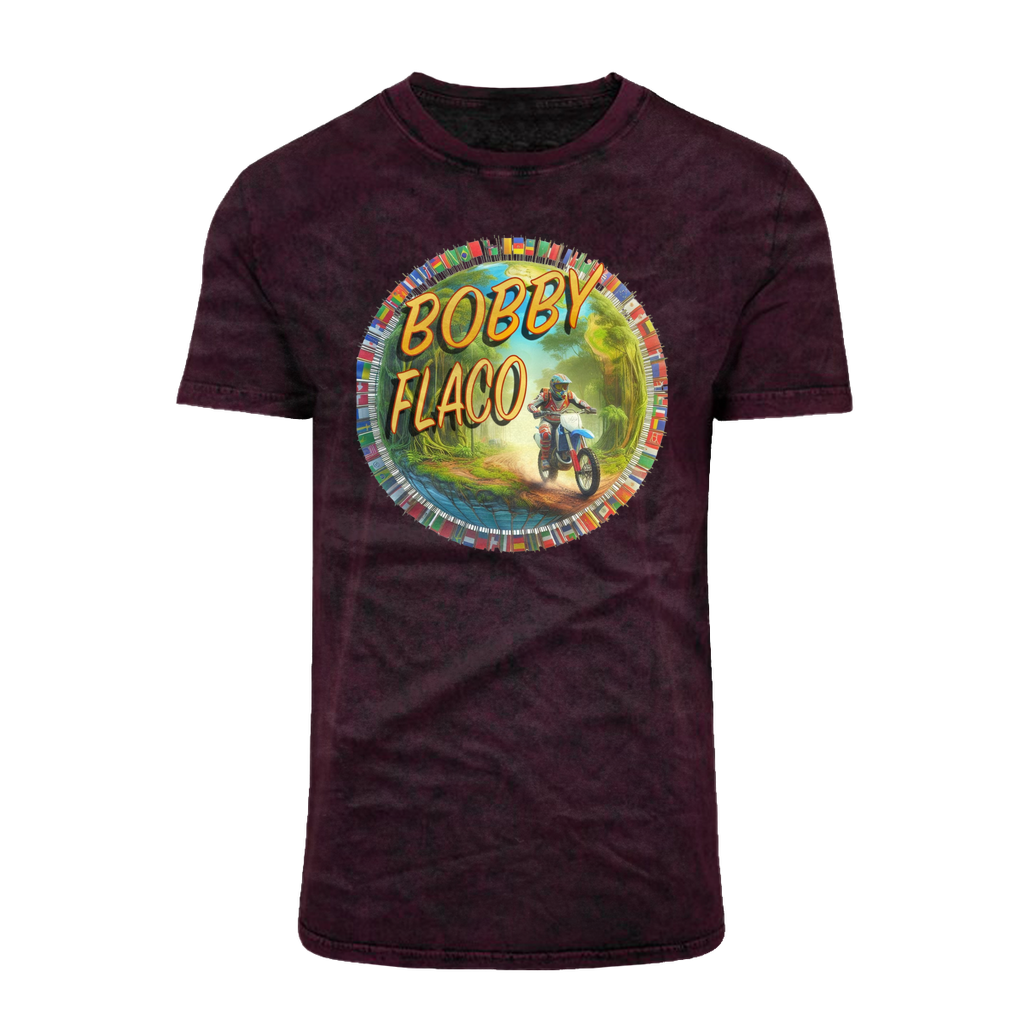 "Bike the World" Bobby Flaco - USaA Acid Washed T-Shirt