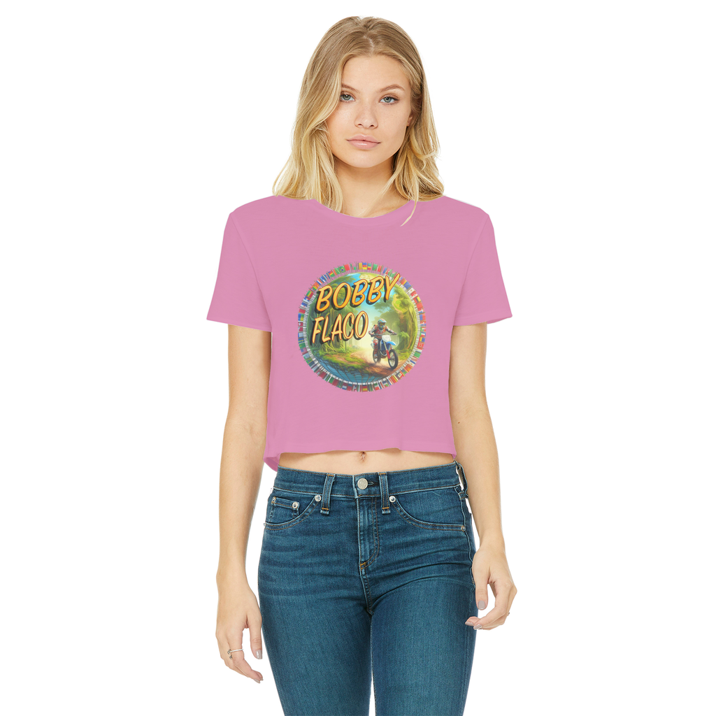 "Bike the World" Bobby Flaco - USaA Women's Wear Crop Top