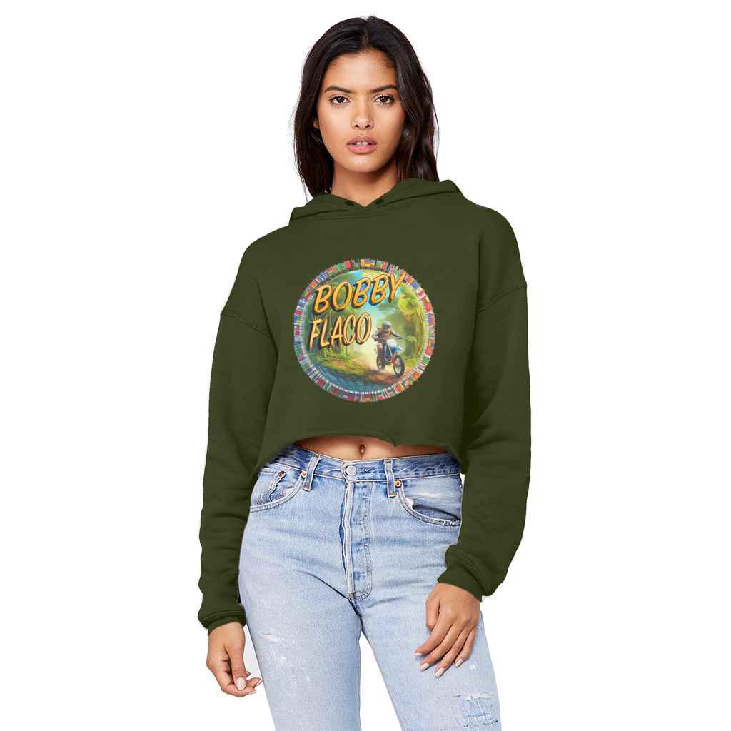 "Bike the World" Bobby Flaco - USaA Unisex Crop Top Boyfriend Hoodie