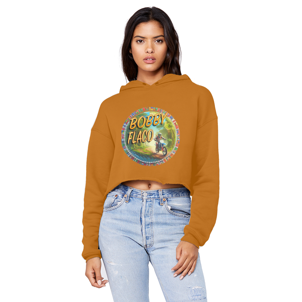 "Bike the World" Bobby Flaco - USaA Unisex Crop Top Boyfriend Hoodie