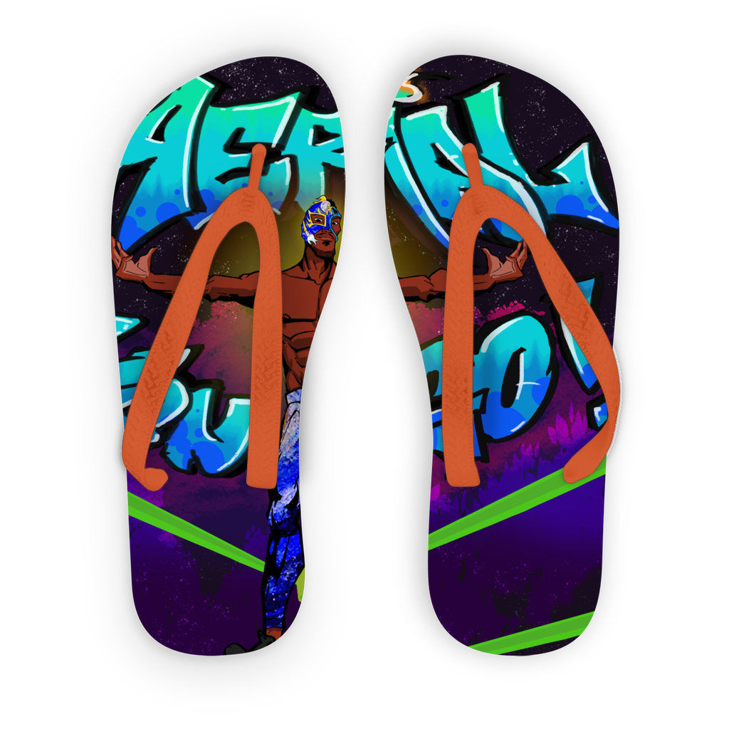 "Art Redeemer" - Aerial Van Go (USA) Adult Flip Flops