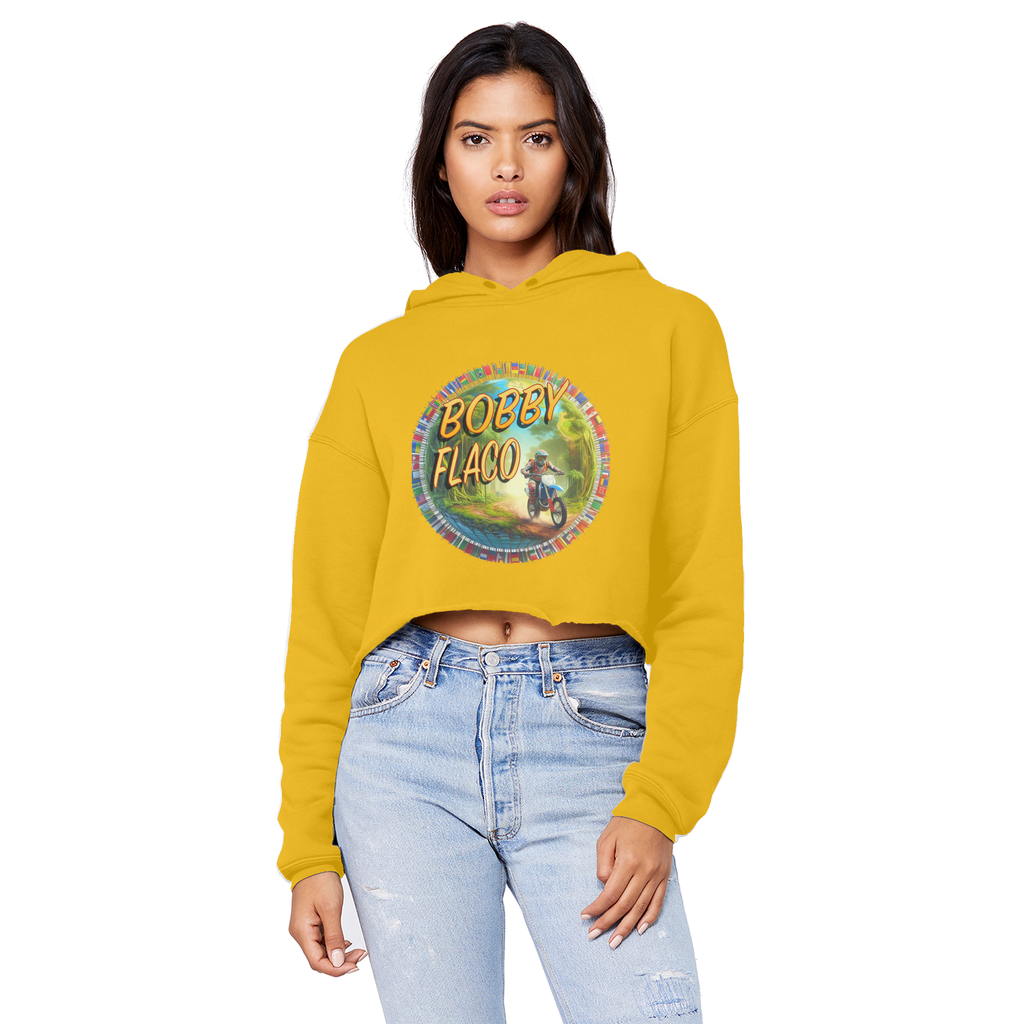 "Bike the World" Bobby Flaco - USaA Unisex Crop Top Boyfriend Hoodie