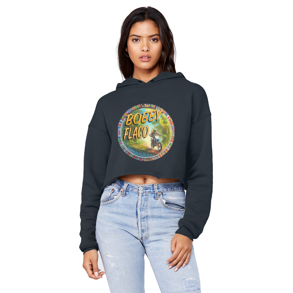 "Bike the World" Bobby Flaco - USaA Unisex Crop Top Boyfriend Hoodie