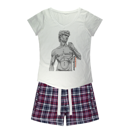 Aerial Van Go "Artrepreneur" (USA) Women's Pajamas w/ Flannel Shorts