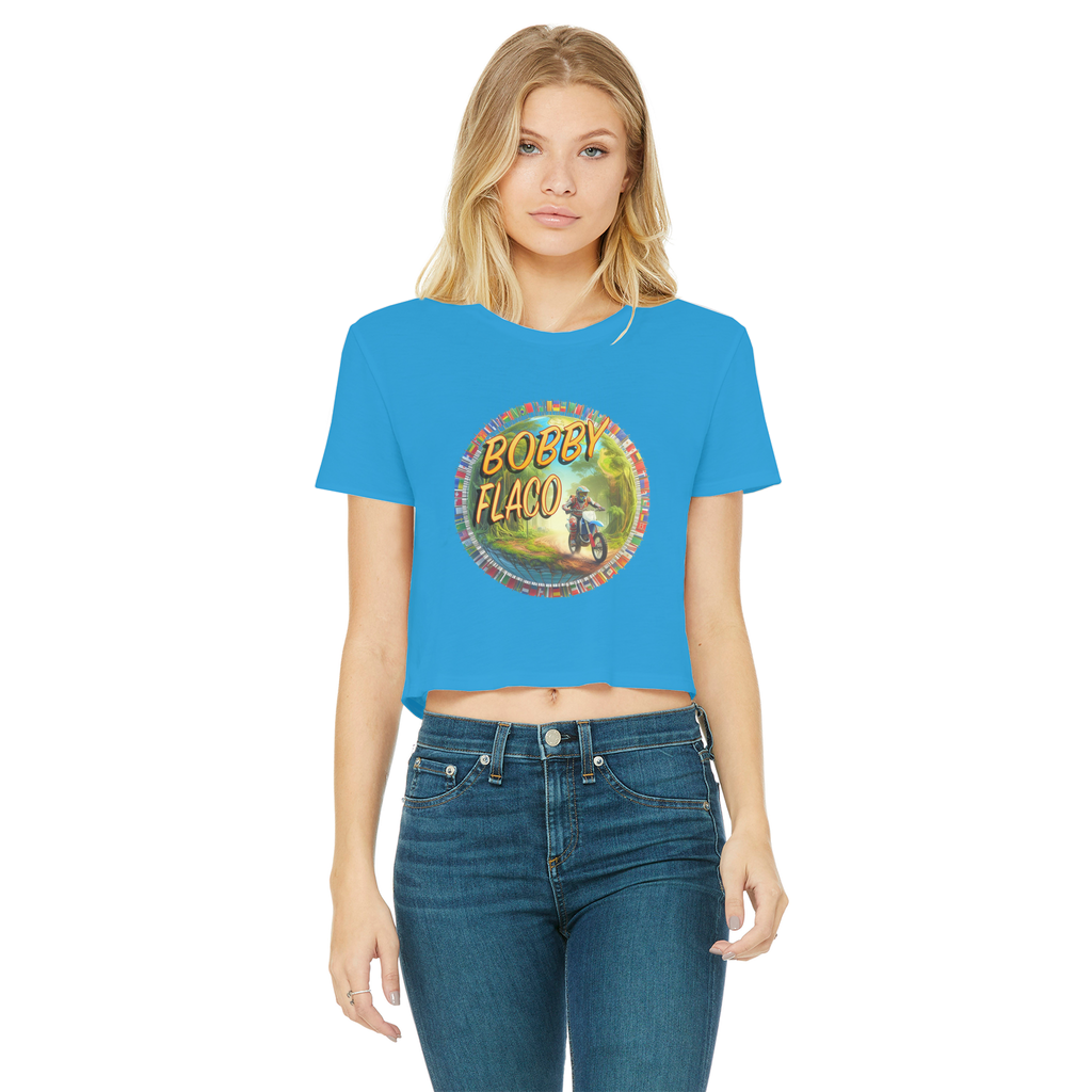"Bike the World" Bobby Flaco - USaA Women's Wear Crop Top