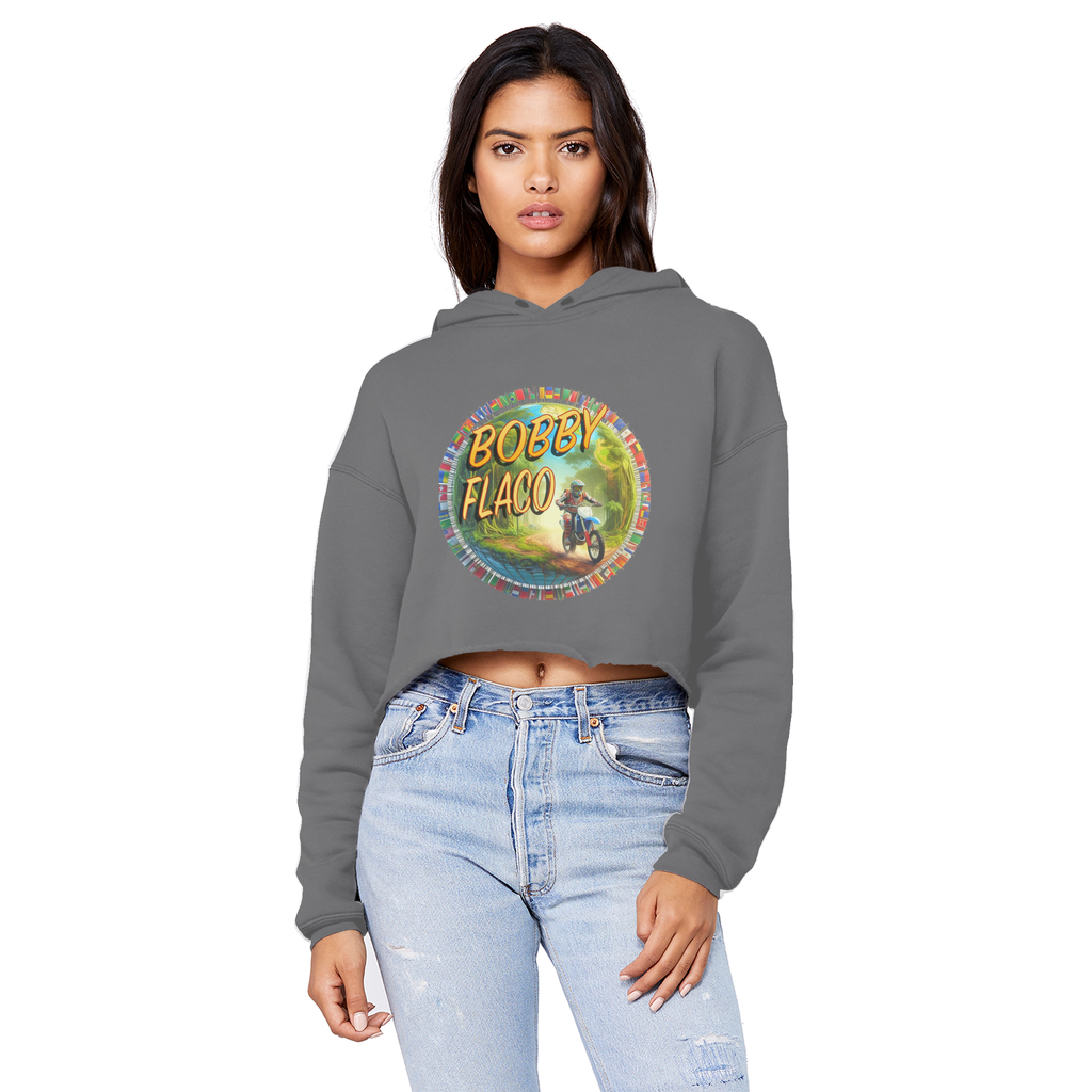 "Bike the World" Bobby Flaco - USaA Unisex Crop Top Boyfriend Hoodie