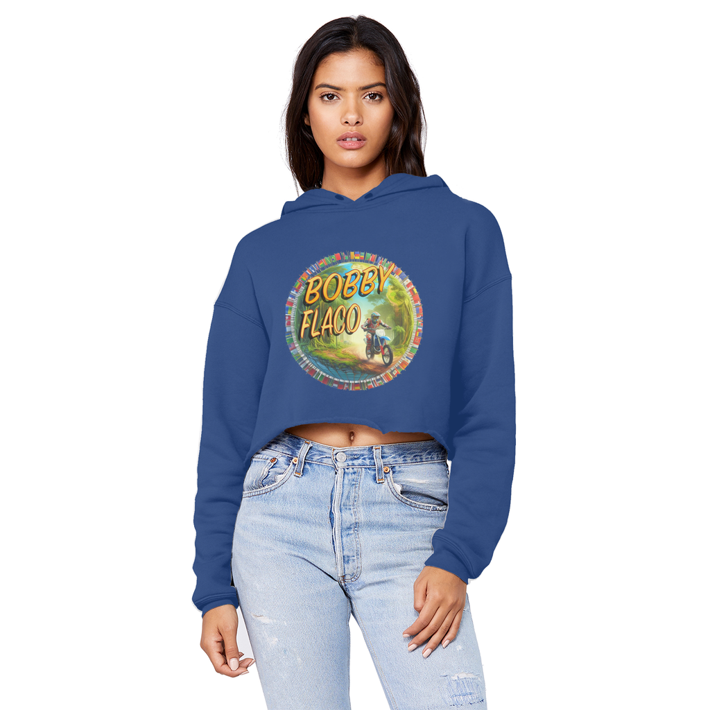 "Bike the World" Bobby Flaco - USaA Unisex Crop Top Boyfriend Hoodie