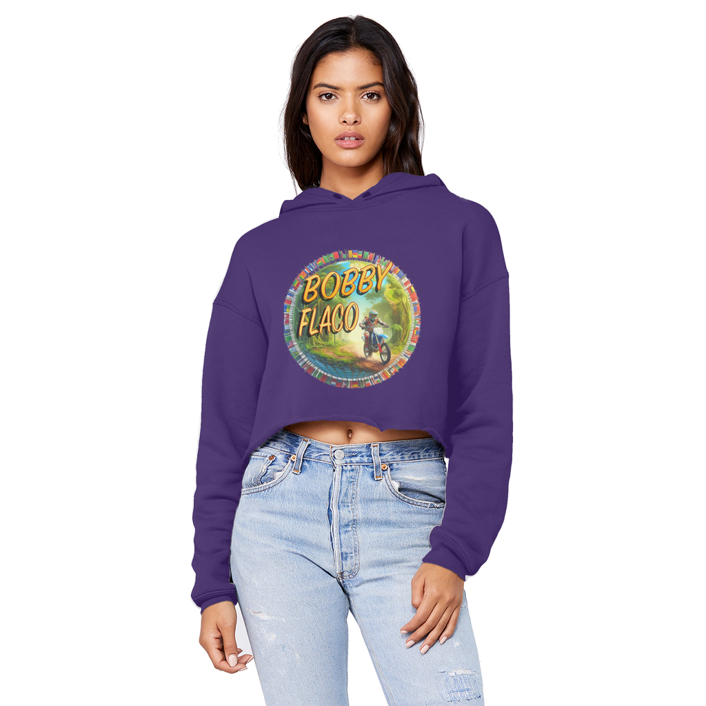 "Bike the World" Bobby Flaco - USaA Unisex Crop Top Boyfriend Hoodie