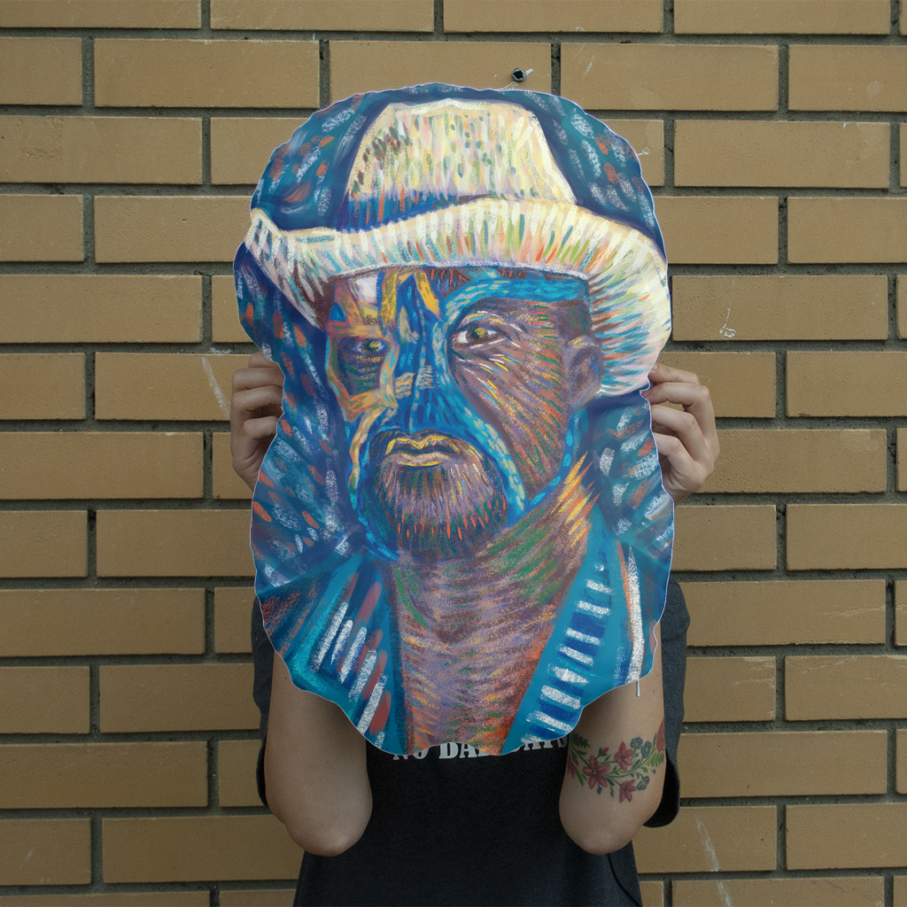 "Self Portrait" - Aerial Van Go (USA) Giant Face Cushion