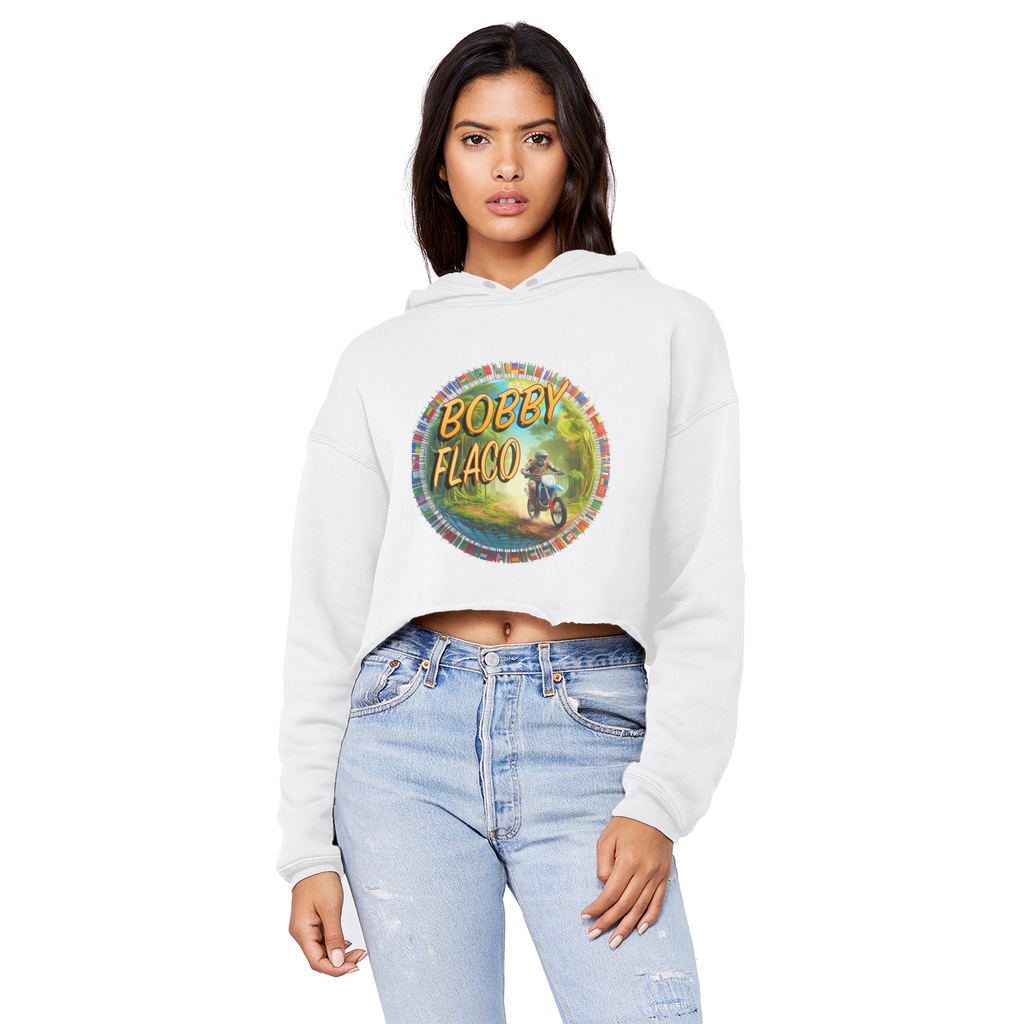 "Bike the World" Bobby Flaco - USaA Unisex Crop Top Boyfriend Hoodie