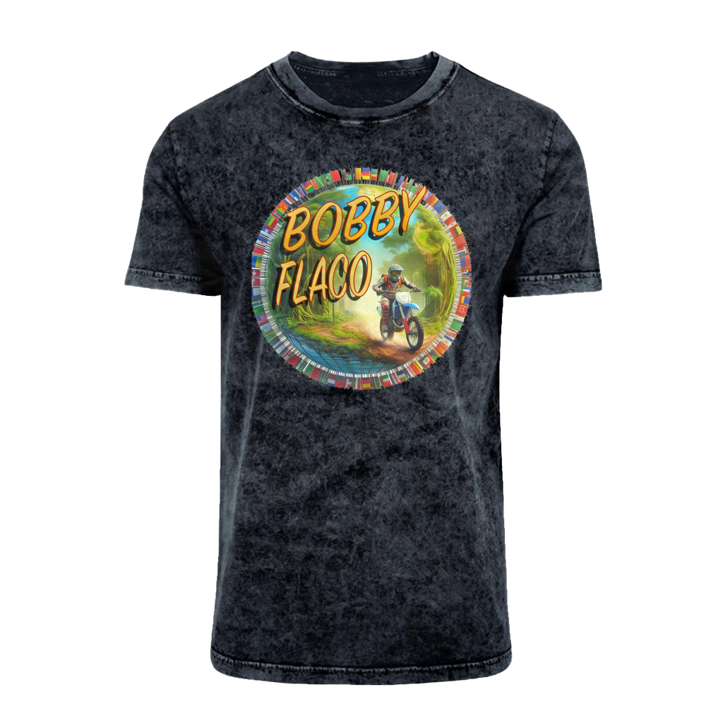 "Bike the World" Bobby Flaco - USaA Acid Washed T-Shirt