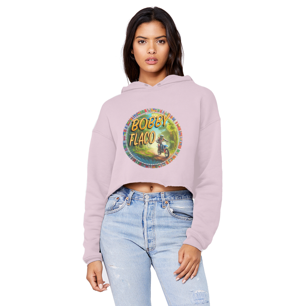 "Bike the World" Bobby Flaco - USaA Unisex Crop Top Boyfriend Hoodie