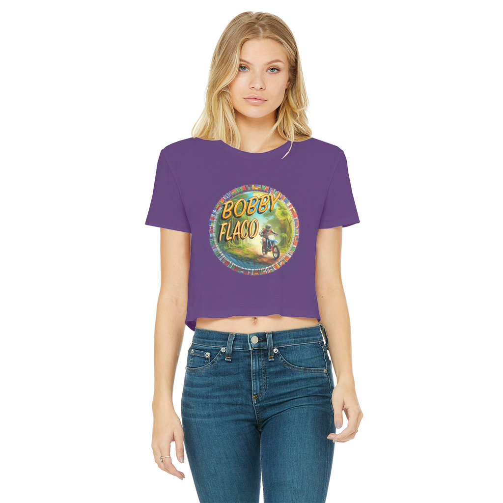 "Bike the World" Bobby Flaco - USaA Women's Wear Crop Top