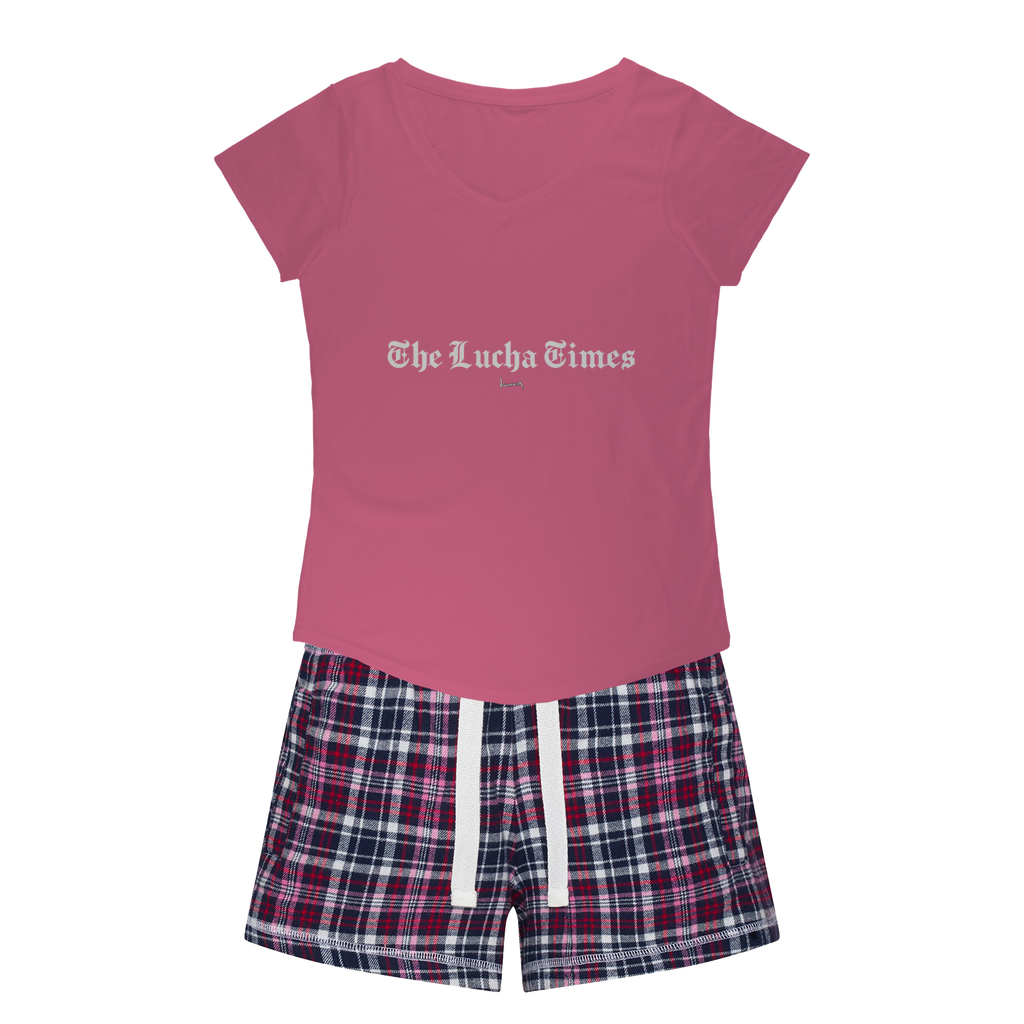 Lucha Times (White) Women's Pajamas w/ Flannel Shorts