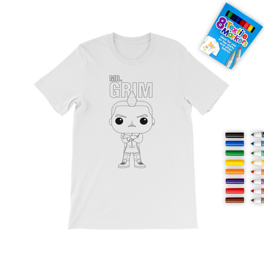 Mr Grim (USA) "Lil Mr Grim" Color Me! Tee with Marker Set
