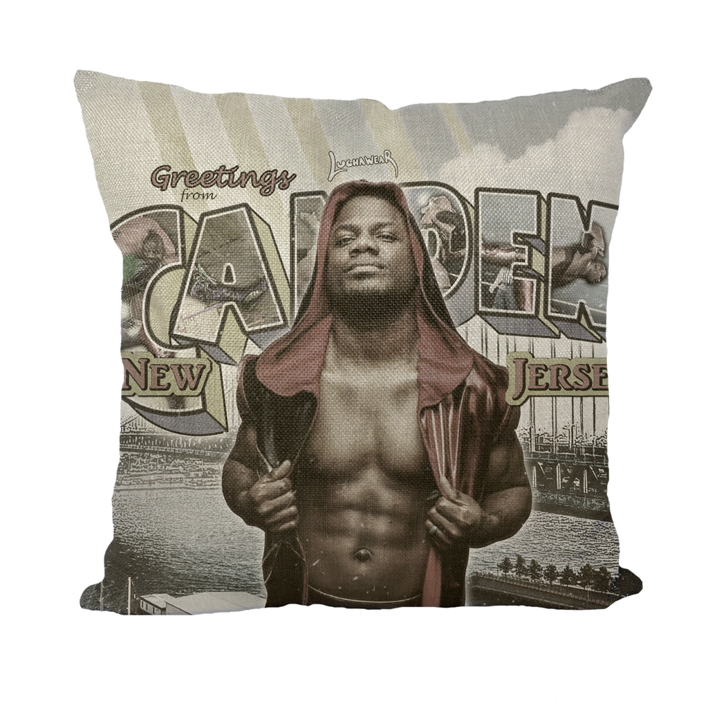 Desean Pratt (USA) "Greetings from Camden" Throw Pillow