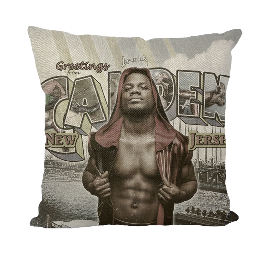 Desean Pratt (USA) "Greetings from Camden" Throw Pillow