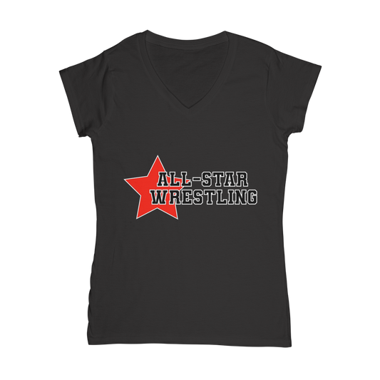 All Star (USA) "All Star Wrestling" Women's Wear V-Neck T-Shirt