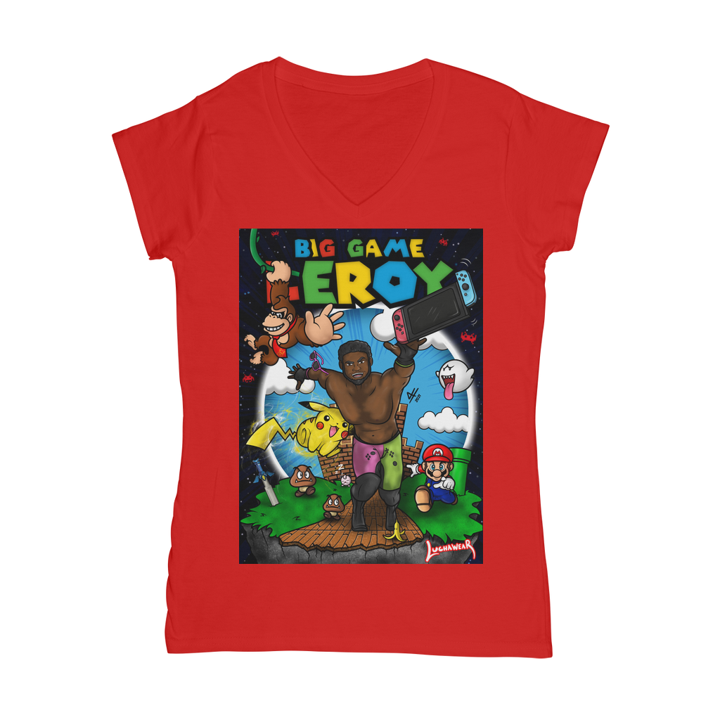 Get your game on! (USA) "Leroy Green" Women's Wear V-Neck T-Shirt
