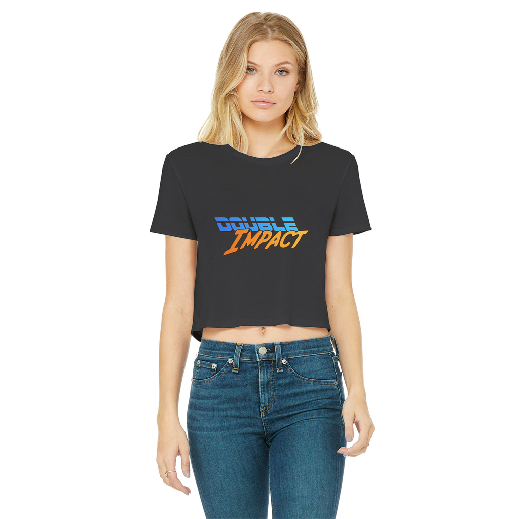 Double Impact (USA) Blue and Orange Women's Wear Crop Top