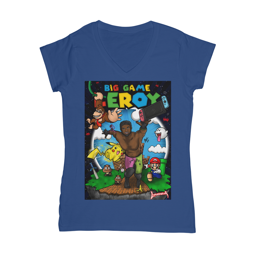 Get your game on! (USA) "Leroy Green" Women's Wear V-Neck T-Shirt