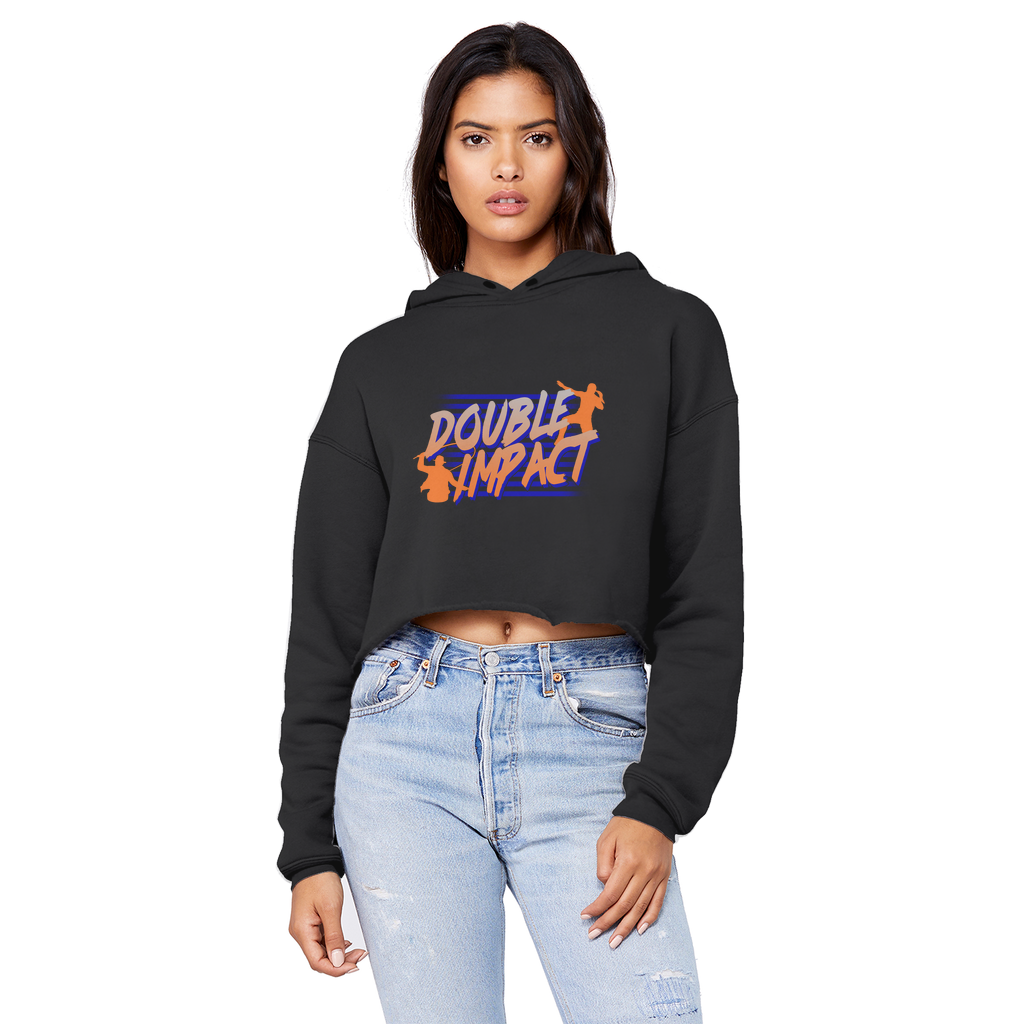 Double Impact (USA) "Logo" Unisex Crop Top Boyfriend Hoodie