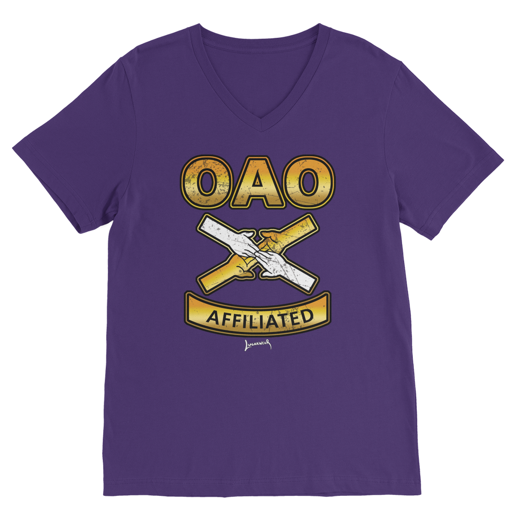 Over All Obstacles (USA) "Coat of Arms" V Neck Tee