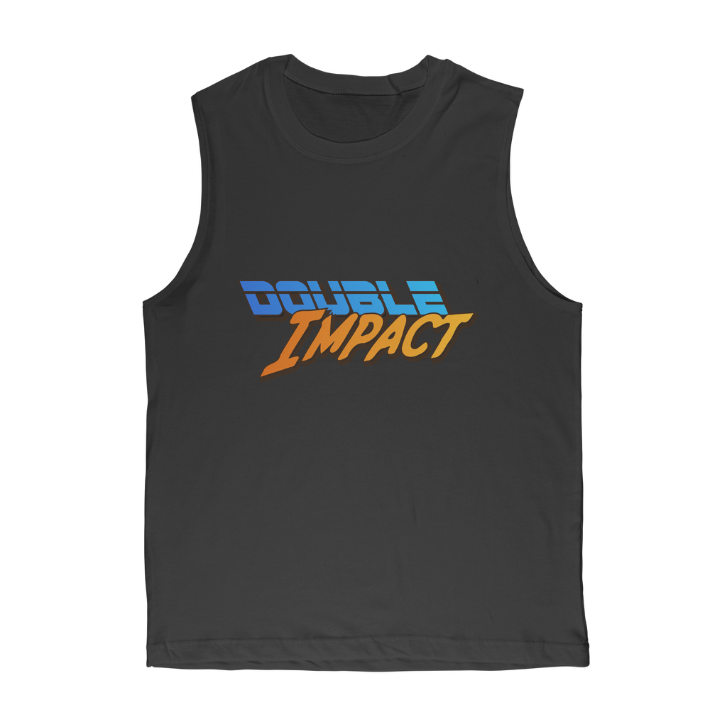 Double Impact (USA) Blue and Orange Muscle Tank Top