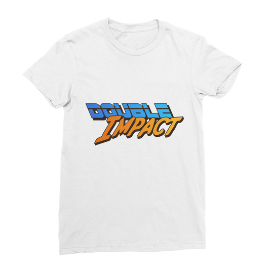 Double Impact (USA) Blue and Orange Women's Wear T-Shirt