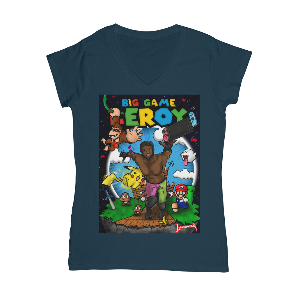 Get your game on! (USA) "Leroy Green" Women's Wear V-Neck T-Shirt
