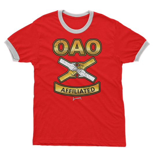 Over All Obstacles (USA) "Coat of Arms" Ringer Tee