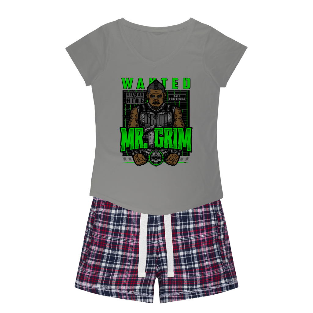 MR. Grim "Wanted" Women's Pajamas w/ Flannel Shorts
