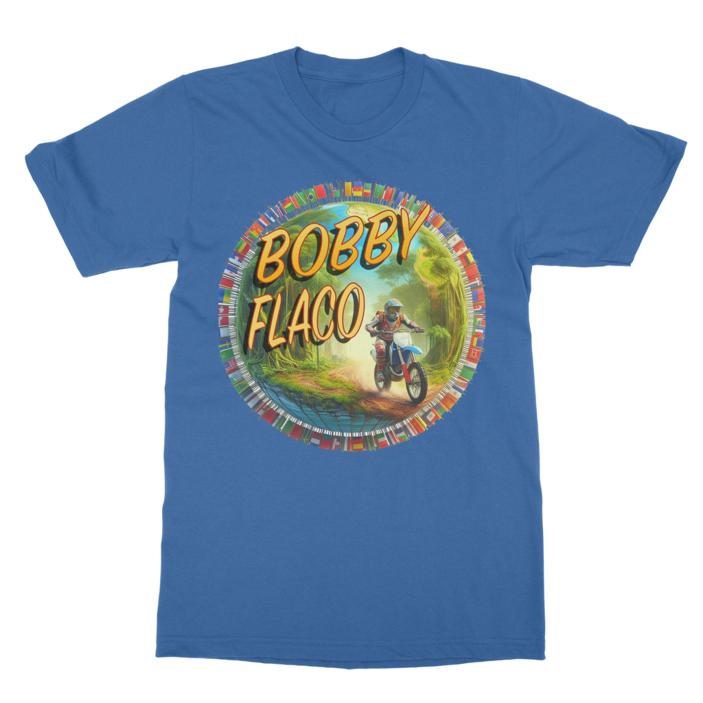 "Bike the World" Bobby Flaco - USaA Unisex Heavy Cotton Tee