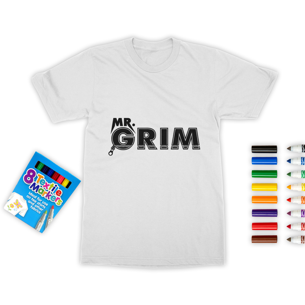 MR. Grim "Zipped Up" Color Me! Tee with Marker Set