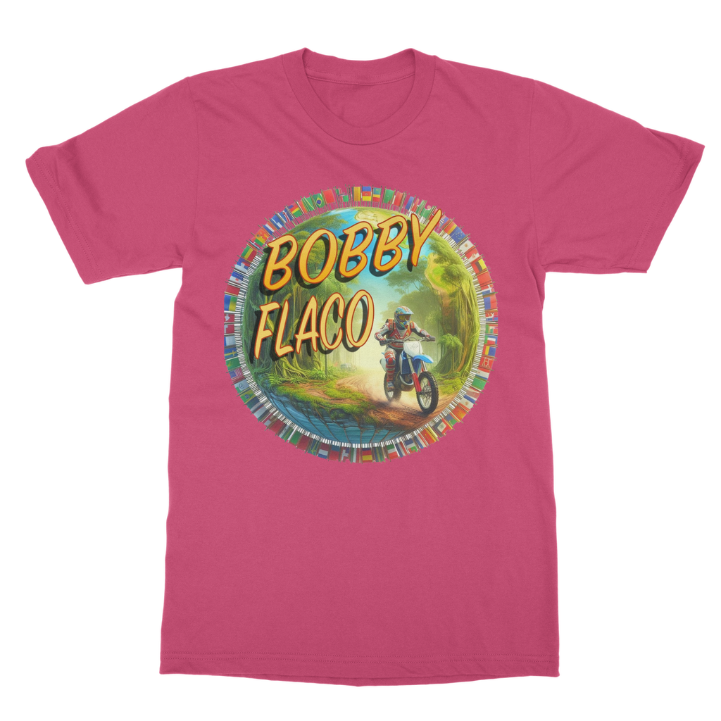 "Bike the World" Bobby Flaco - USaA Unisex Heavy Cotton Tee