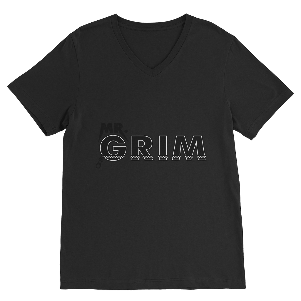 MR. Grim "Zipped Up" Unisex V Neck Tee