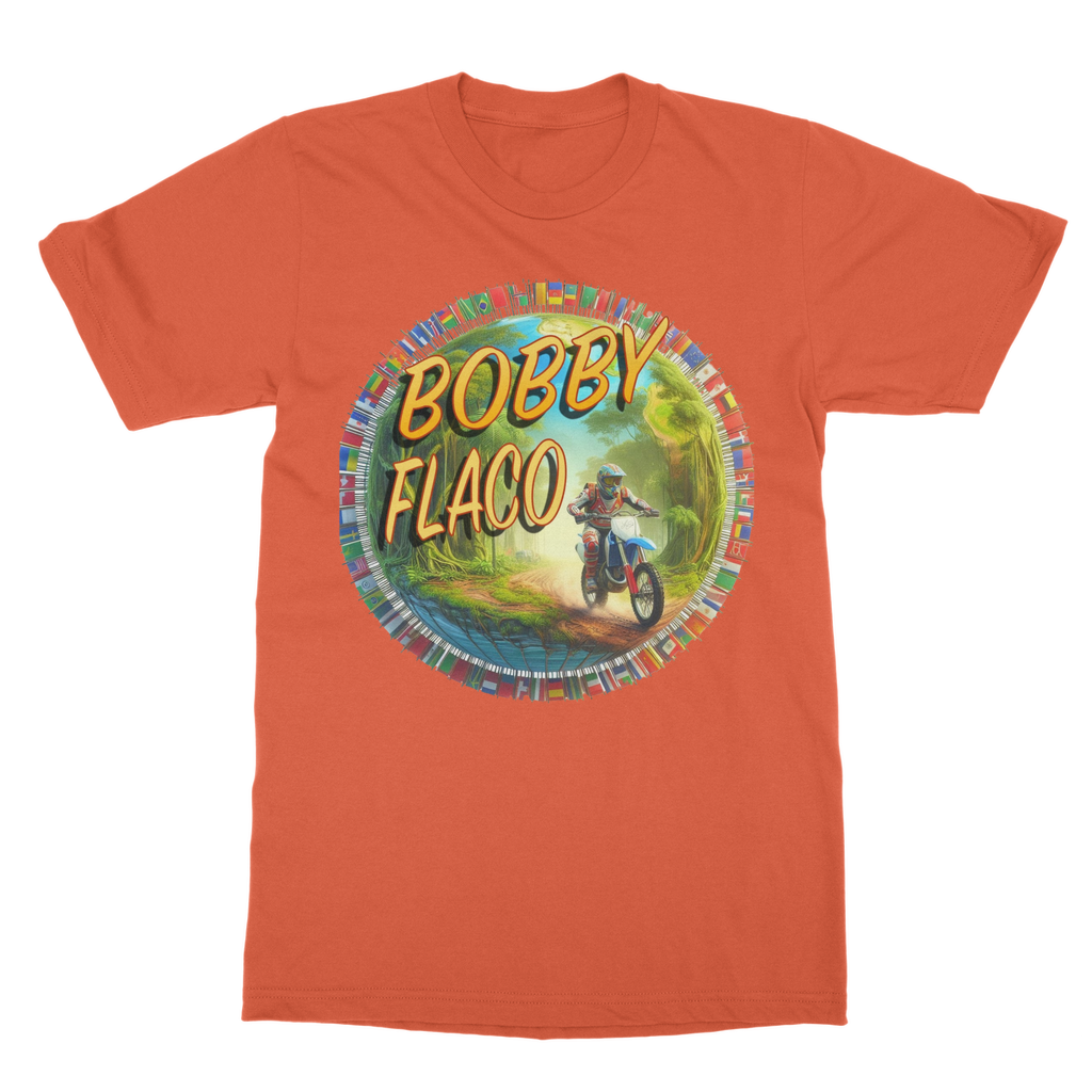 "Bike the World" Bobby Flaco - USaA Unisex Heavy Cotton Tee