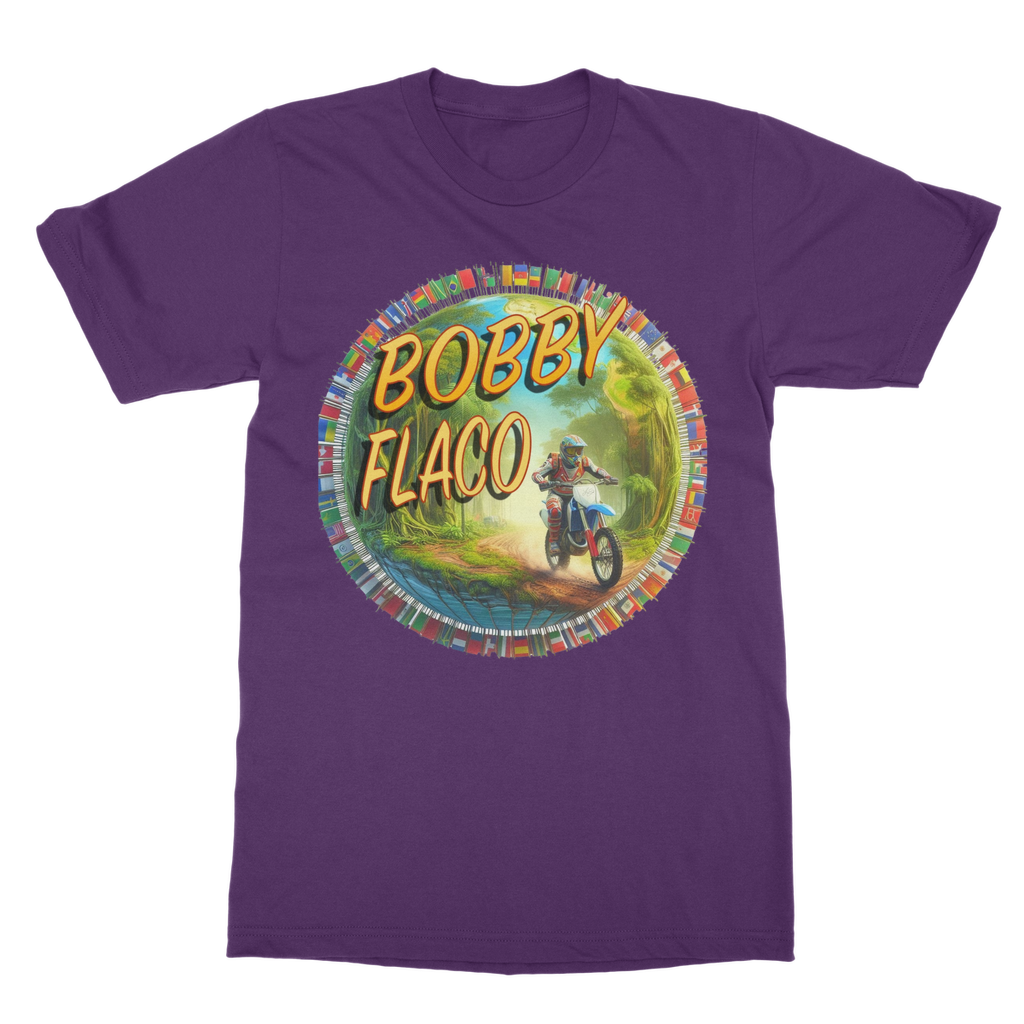 "Bike the World" Bobby Flaco - USaA Unisex Heavy Cotton Tee