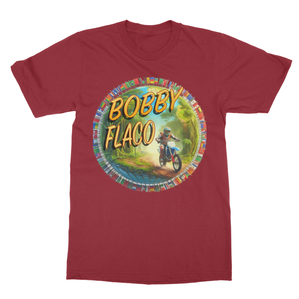 "Bike the World" Bobby Flaco - USaA Unisex Heavy Cotton Tee