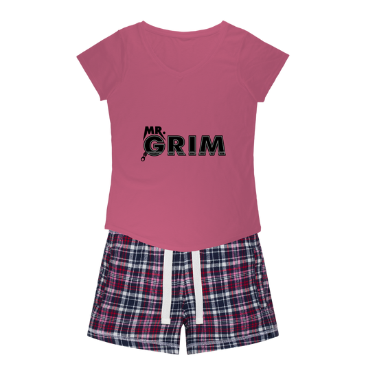 MR. Grim "Zipped Up" Women's Pajamas w/ Flannel Shorts