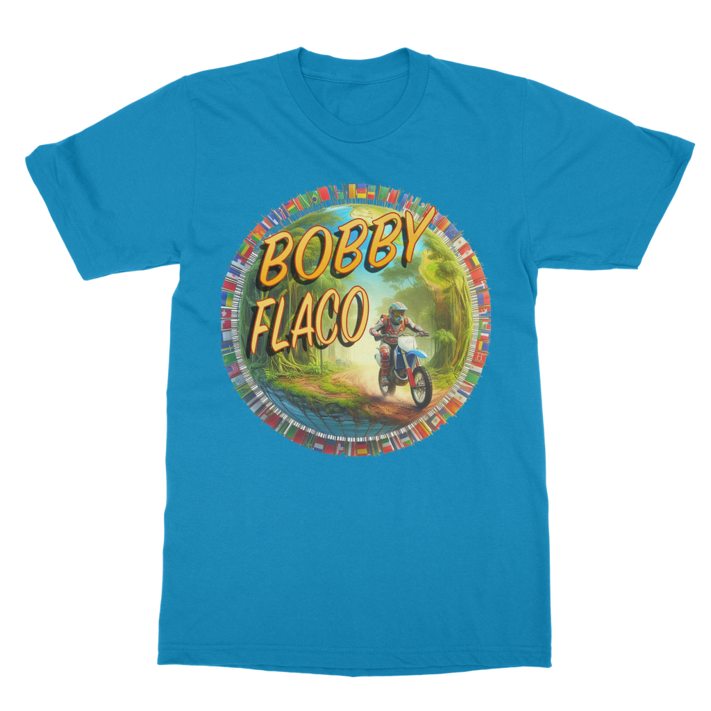 "Bike the World" Bobby Flaco - USaA Unisex Heavy Cotton Tee